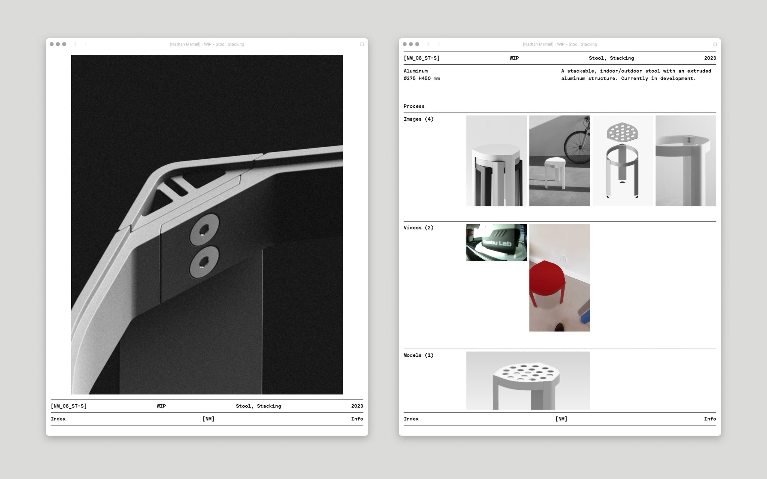 Nathan Martell Portfolio project page with image sections